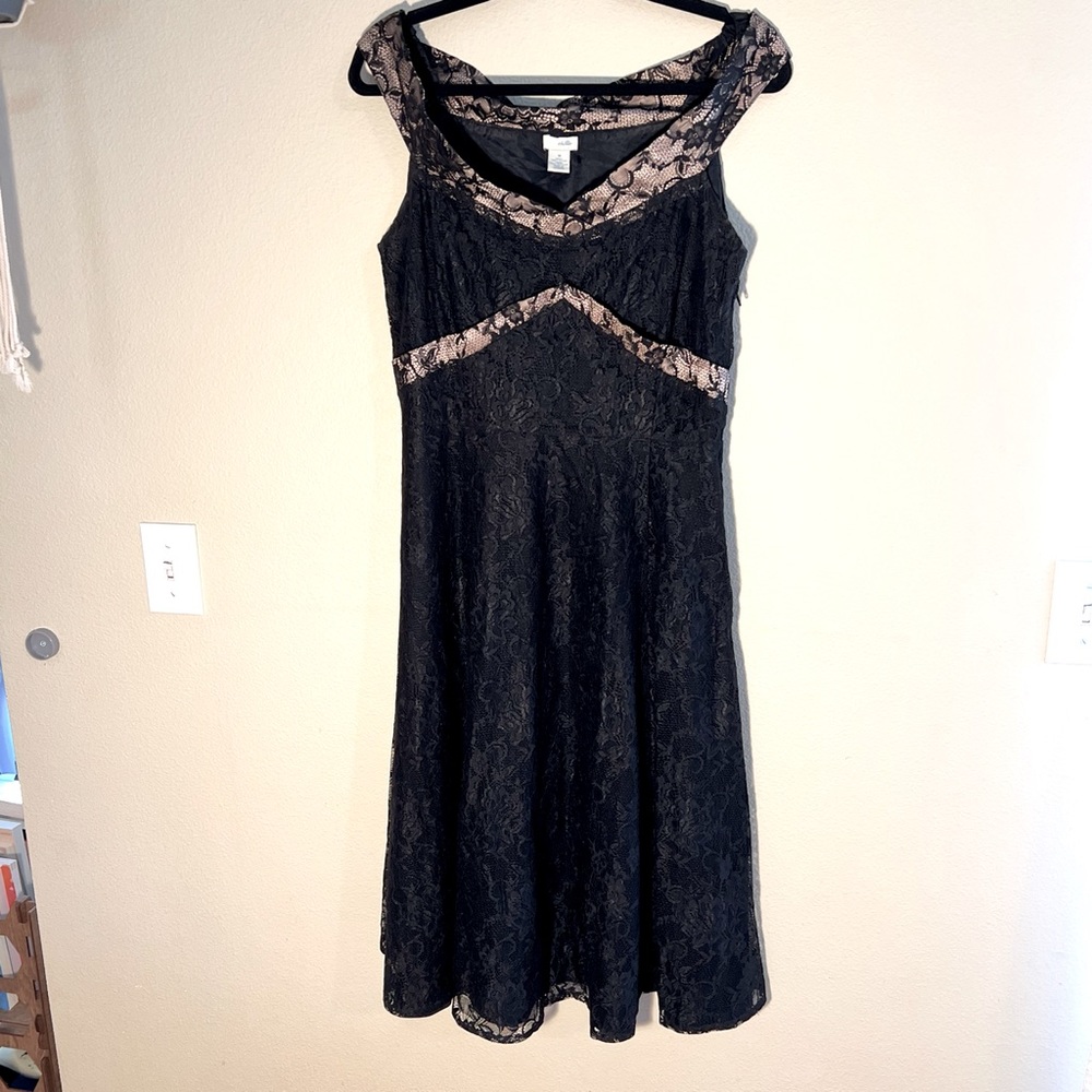 3/$30 🌻 Odille Anthropologie black lace fit-and-flare dress, Size 10